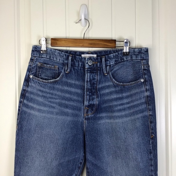 Good American Good Boy Frayed Hem Boyfriend Jeans Size 29P. - Picture 3 of 11